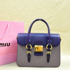 新款miumiu繆繆女包  迷你潮范單肩手提包包  1513深紫配粉紫