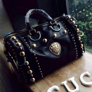 Gucci古馳 獨傢預訂新款 歐美大牌女包 金屬裝飾個性手提單肩包 AD9220黑色