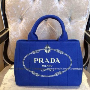 Prada原版帆佈全系列女包 普拉達休閑單肩購物包梨花包 BN2439寶藍