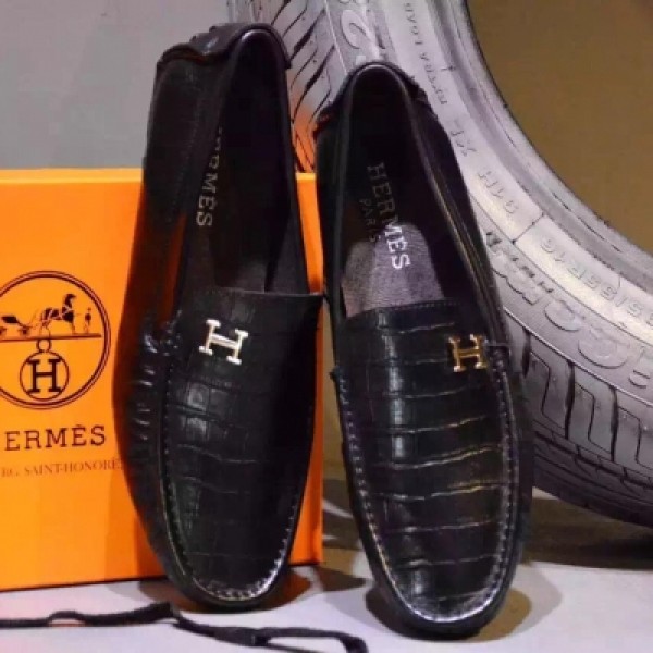 Hermes 原版套楦開模超高檔男士豆豆男鞋 荔枝紋牛皮  搭配經典的愛馬仕H精緻五金扣 非常修型的鞋楦 整齊的裁縫線 能完美複刻需要頂級材質和精湛嚴謹的制鞋手藝 38-44