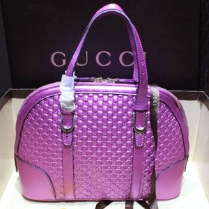 Gucci新款手提女包 古馳珠光壓花皮女包 309617紫色珠光-Q