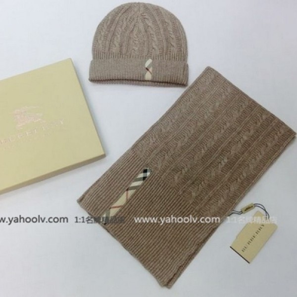 巴寶莉羊毛編織圍巾 Burberry最新款針織圍巾帽子兩件套 多色可選 BU 206