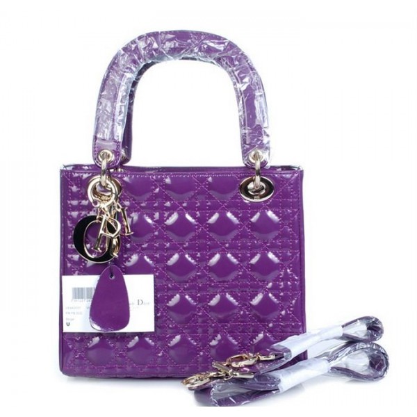 30182-紫光 Dior漆皮戴妃包斜挎手提女士包