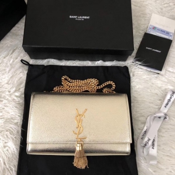 YSL Yves Saint laurent聖羅蘭 kate 24cm 淺金色限量版 系列 型號：354119