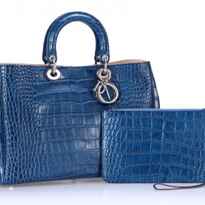 D80037-中藍  Dior鱷魚紋女包 Diorissimo系列 斜挎手提女士包