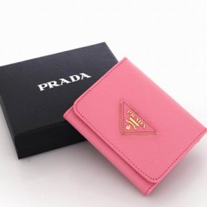 801762-粉紅 Prada 普拉達女士三角+字短款錢包