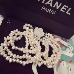 韓版全手工串珠Chanel貝殼花重磅天然巴羅克珍珠項鍊 整一條全部是天然珍珠 巴羅克異形珍珠大小不一  三層非常百搭!