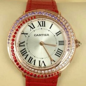 Cartier 卡地亞 熱賣款鑲鉆女士手表 進口石英大牌腕表 KPCA0303