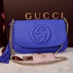 Gucci側背包海水藍 質感柔軟舒適 時尚大方