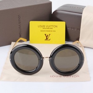 LV路易威登新款 圓框眼鏡 女款太陽鏡 復古墨鏡 Z0505黑色