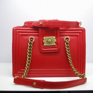 巨好看頂級高仿 Chanel香奈兒   boy系列紅色真牛皮手提包