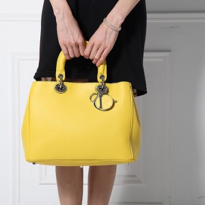 878238-黃色  Dior小辣椒同款原版皮 CD迪奧光面羊皮 手提單肩女包