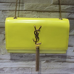熱賣新款 YSL聖羅蘭 流蘇女士手拿包包 頭層牛皮 時尚優雅斜跨女包 Y003-黃色