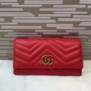 gucci新款錢包、型號：443436顏色:大紅/黑色，原版皮質、實物實拍，頂級手工，尺寸:W19*H11*D2.5，全新出貨