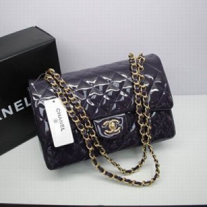 36097.5  Chanel香奈兒  jumbo雙層翻蓋紫色漆皮進口原皮。金鏈和圓鎖新款系列 時尚包包