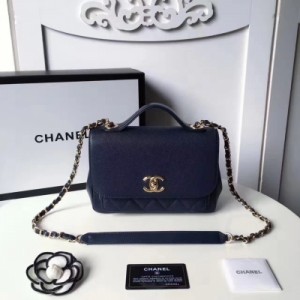 Chanel 代購級別 義大利進口牛皮 斜挎手提小包 藍色讓這個夏天範味十足 size:23/16/8