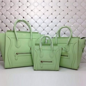 賽琳 Luggage系列Micro笑臉包 Celine糖果色頂級原版皮手提包 88031淡綠