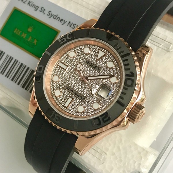 ROLEX勞力士金遊艇Rolex m116655-0005鑲滿鑽  男士手錶